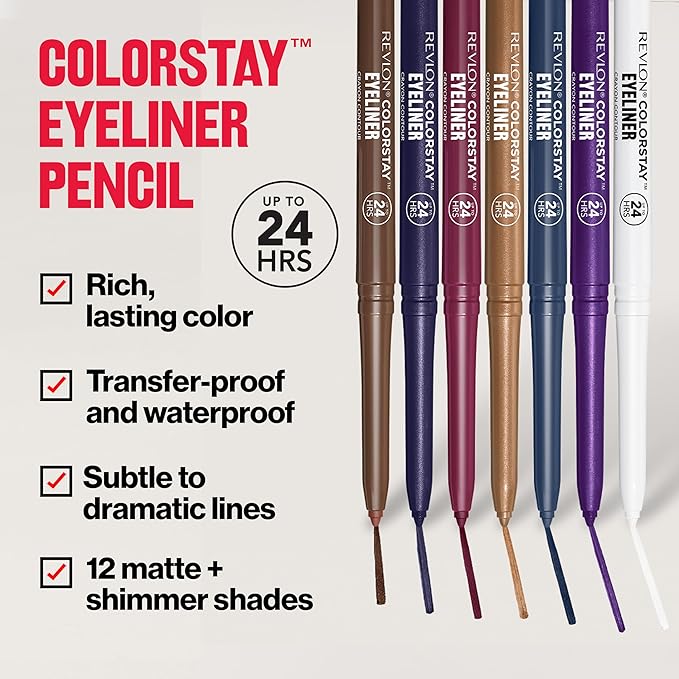 REVLON ColorStay Pencil Waterproof Eyeliner, Smudge-Proof, Eye Makeup with Built-In Sharpener, Packaging May Vary, 209 Black Violet, 0.01 oz