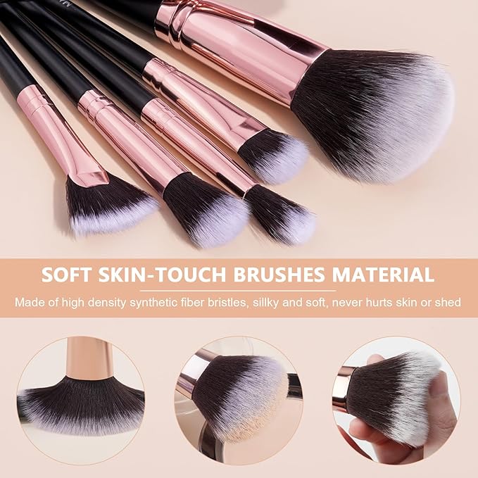 Make up Brushes, 20 Pcs Professional Makeup Brushes Set Foundation Eyeshadow Blush Brush,Travel Kabuki Blending Concealers Face Powder Eye Makeup Brush Sets with Gift box(Black)