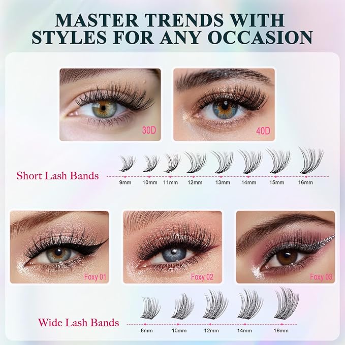 Foxy Beauty Wispy Lash Clusters - 536Pcs Natural 8-16MM EyeLash Clusters 30D 40D & Foxy Lashes For Natural Look D Curl Lash Clusters For DIY Lashes At Home