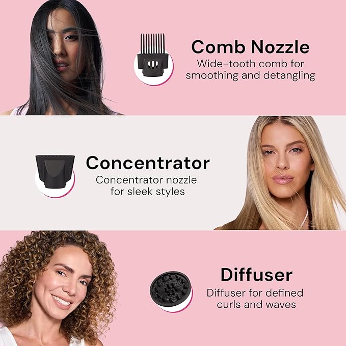 L'ANGE HAIR PowerStyle Ionic Turbo Hair Dryer | 1875W Fast Drying & Precision Styling for Long-Lasting, Frizz-Free Looks | Advanced Ionic Technology Smooths & Shines Hair (White)