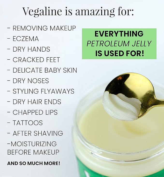 Vegaline - 100% Natural, Vegan & Hypoallergenic Alternative to Petroleum Jelly - Unpetroleum - Lips, Hands, Baby, Makeup Remover and More (0.33 Ounce Wand)