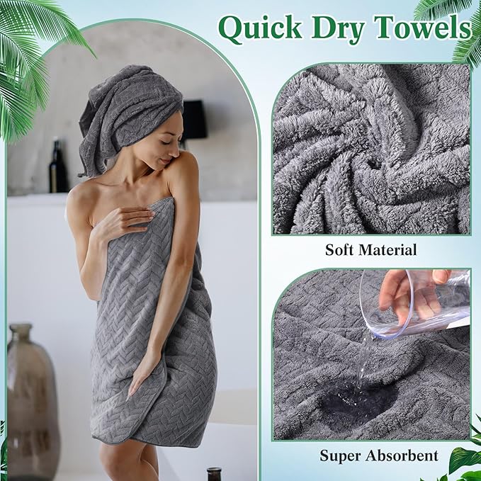 Mixweer 16 Pieces Bath Towels Sets Quick Dry Towel Set for Bathroom Included 4 Bath Towels 4 Hand Towels and 8 Washcloths Absorbent Bath Towel Sets Coral Velvet Towel for Shower Spa Hotel(Dark Color)