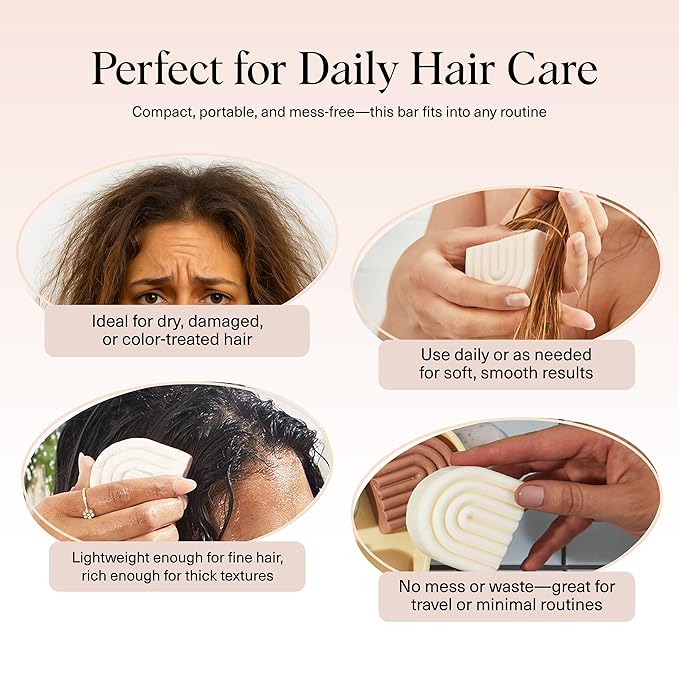 Kitsch Rice Water Hair Conditioner Bar – Soap Bar for Hair Care & Hair Growth – Conditioner for Women and Men – Moisturizing & Strengthening – Paraben, Silicone & Sulfate-Free - Made in USA – 2.7 oz
