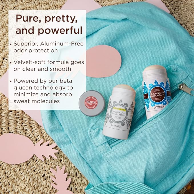 Lavanila Aluminum Free Natural Deodorant for Girls, Vanilla Coconut + Sport Luxe (2oz Each) - The Healthy Deodorant - Solid Stick, Vegan