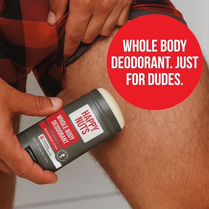 Happy Nuts Whole Body Deodorant for Men - Full Body Odor Control - Ideal for Perfect for Pits, Groin, and More - Powerful & Effective Men's Deodorant (2.65 Ounce (Pack of 2), Original)