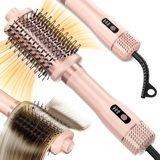 Curling Iron - Large Barrel Hot Tools Curling Iron Straightener Brush Curlers Wand for Long Hair &Short Hair,Painted Ceramic Thermal Brush Hair Dryer for Women,Men, Anti-Scald, Tangle-Free,Rose Gold