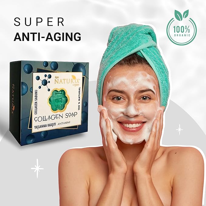 Collagen Organic Bar Soap Moisturizing Soap Made from Natural Oil | Hair Hand Face Body Bath Wash | Skin Care Cleanser Shampoo