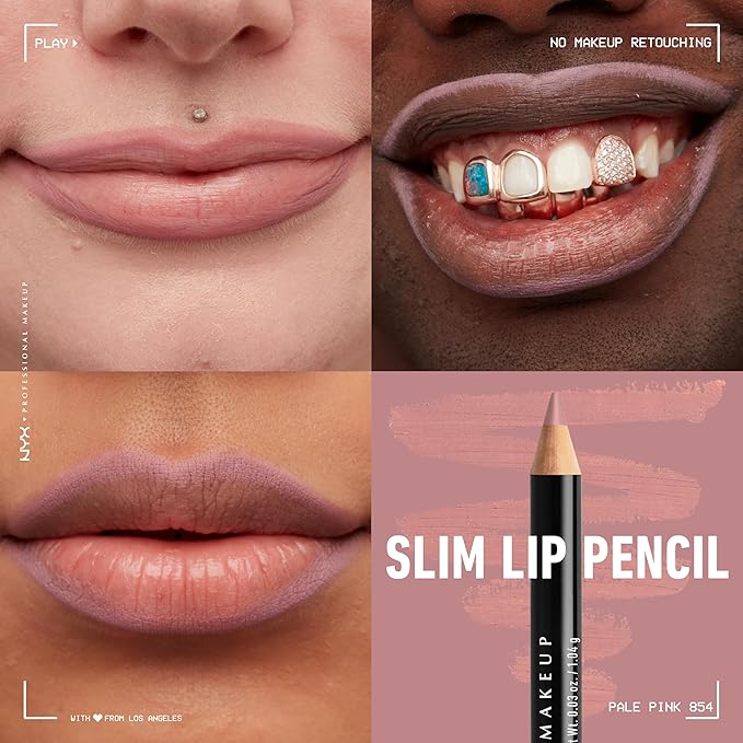 NYX PROFESSIONAL MAKEUP Slim Lip Pencil, Long-Lasting Creamy Lip Liner - Pale Pink