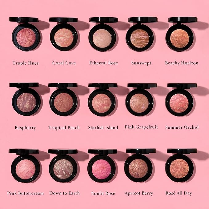 LAURA GELLER NEW YORK Baked Blush-n-Brighten Marbleized Blush + Angled Brush (07 Sunlit Rose, 47mm)