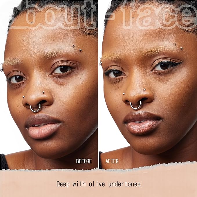 about-face THE PERFORMER Skin-Focused Foundation D2Olive – Medium Coverage, Long-Wear, Breathable & Buildable Base – Clean, Vegan, Hydrating Formula with Blue Agave & Chlorella – 1.08oz