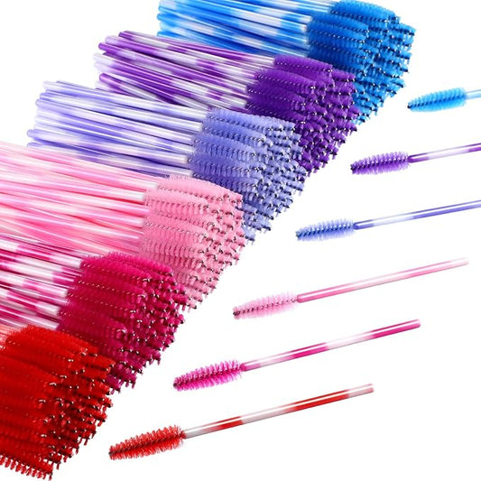 eBoot 300 Pieces Colored Disposable Mascara Wands Eyelash Eye Lash Brush Makeup Applicators Kit (Multicolor Handle, Multicolor Head)