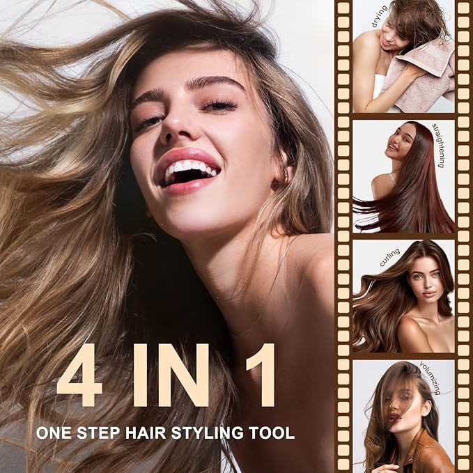 Dual Voltage Blow Dryer Brush Travel Hair Dryer Brush in One,2 inch Oval Shape Hot Air Brush,Travel Hair Tools/Volumizer/Straightener/Curler,European Blow Dry Brush with Universal Adapter