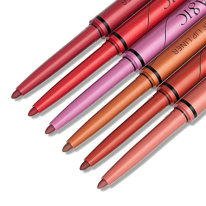CCbeauty 6 Colors Matte Lip Liner Set, Waterproof and Long Wear Lipliner, Smudge-proof and Transfer-proof Lip Liner Pencil, Creamy Rich Color, Smooth Application, No Sharpener Required