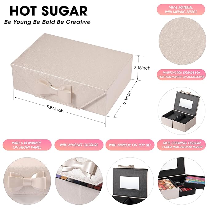 Hot Sugar Beginner Makeup Kit - 92 Piece Makeup Set for Teens & Women, Complete Full Face Cosmetics Collection, Ideal Makeup Gift Set (White)