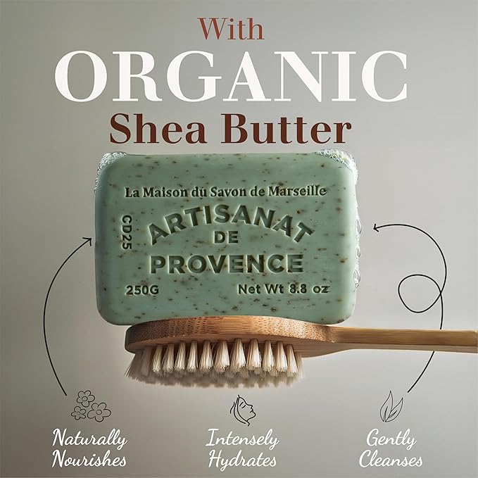 Lily Of The Valley Soap Bars 3xPack – Enriched With Organic Shea Butter - 97% Natural Ingredients - Traditionally Made - French Milled in Provence - Gentle For Skin – 3x8.8 oz - La Maison Du Savon