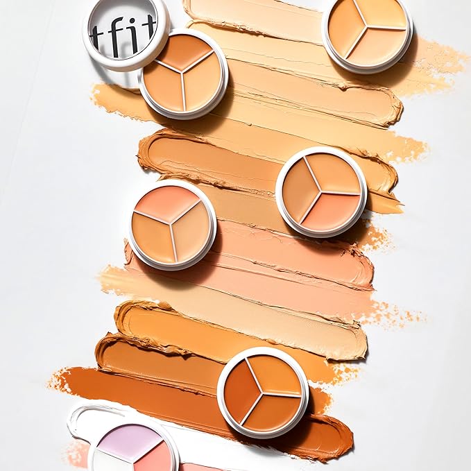 TFIT Multi-Use Pot Concealer - Triple Palette | High-Pigmented, Full Coverage & Crease-Proof | Korean Concealer for Dark Circles, Redness & Blemishes (02 Warm, 0.52 Oz)