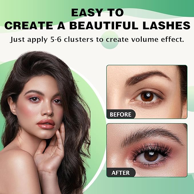 KEYYOU Volume Wispy Lash Extension 96pcs Individual Lashes D Curl 12mm Soft&Comfortable Easy DIY at Home