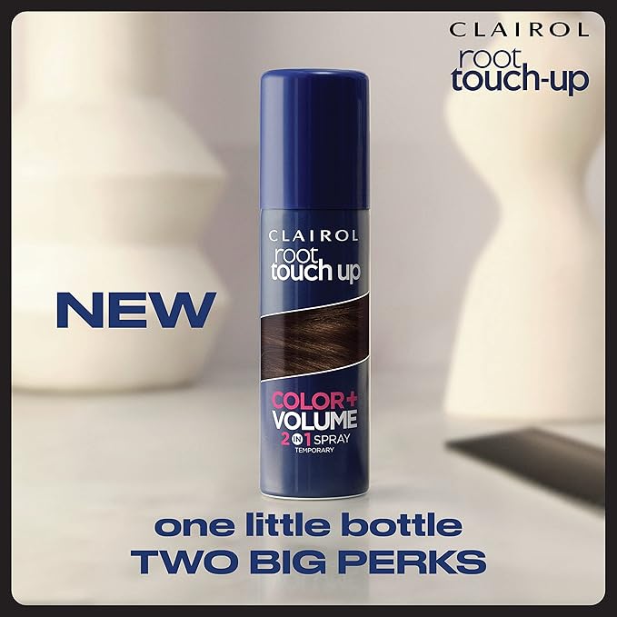 Clairol Root Touch-Up Color + Volume 2-in-1 Temporary Spray, Black Hair Color, Pack of 1