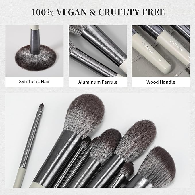 DUcare Makeup Brushes Set Professional 10pcs, Foundation Blush Face Contour Powder Brush Eyeshadow Eyeliner Eyebrow Lip Liquid Cream Blending Make up Brush Kit, Synthetic Essential