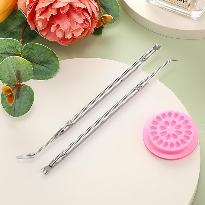 Chumia 2 Pcs Lash Lift Tool, Lash Separator Tint Stainless Steel Metal Lift Rods Beauty Tool with Comb for Eyelash Eyebrow Perming Tinting Curling Extensions Supplies(Silver)