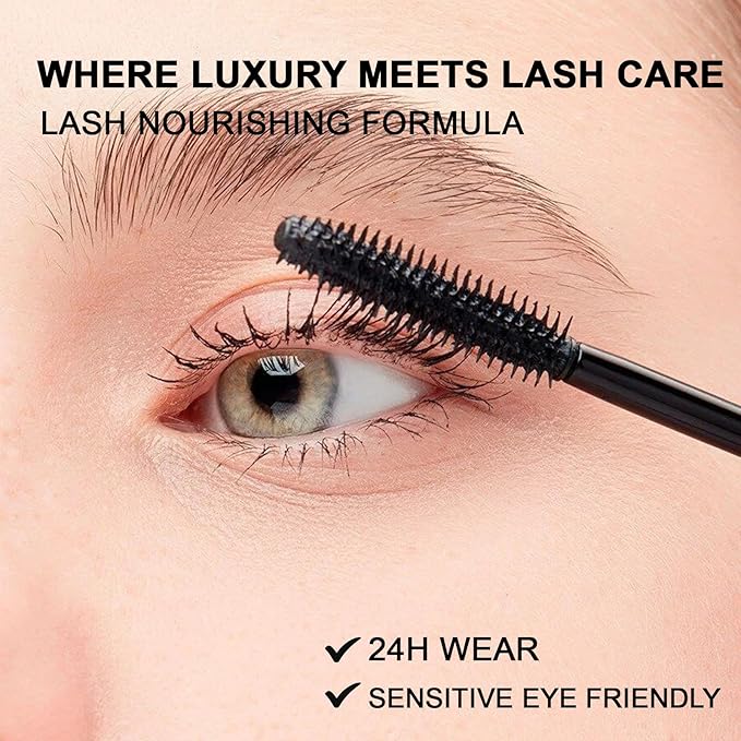 Waterproof Mascara, Tubing Mascara Black - Lengthening, Volumizing & Curling, Smudge-Proof, Washable, Enriched with Jojoba Oil and Castor Oil, Vegan & Cruelty-Free - 0.4 Fl Oz