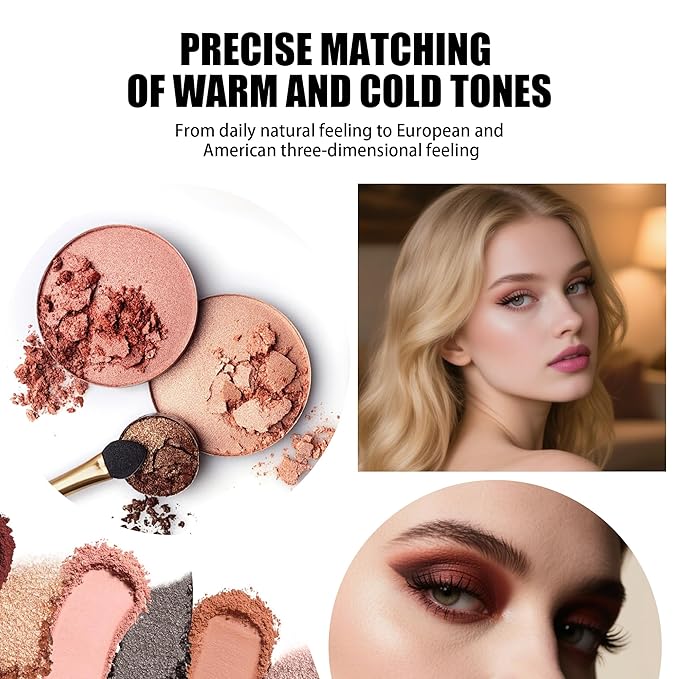 43 Color Cosmetic Palette - Pigmented Eyeshadow, Blendable Blush, Highlighter & Contour, Long-Wear Makeup Kit for Full Face Makeup, Travel-Friendly (A)