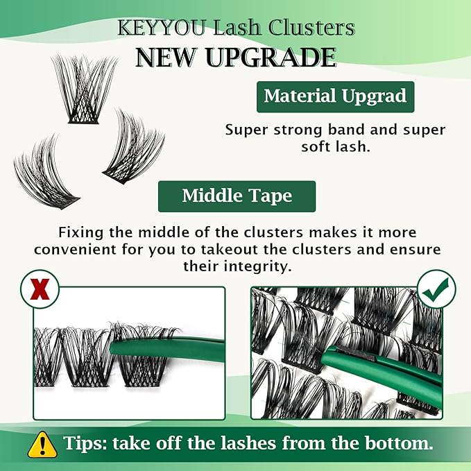 Lash Clusters 96pcs Individual Lashes C Curl 8-18MIX Eyelash Clusters KEYYOU Volume Wispy Lash Extension Soft&Comfortable Easy DIY at Home(Y01,C-8-18MIX)