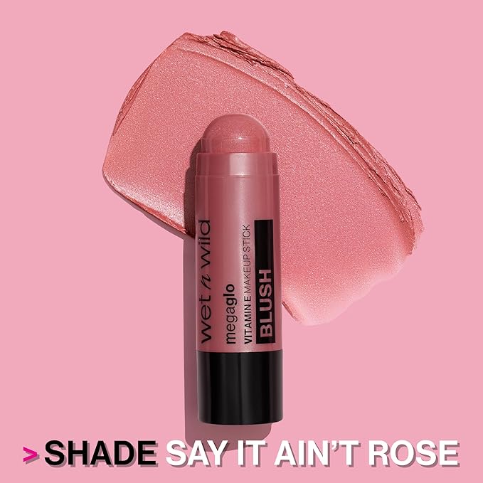 wet n wild MegaGlo Makeup Stick, Buildable Color, Versatile Use, Cruelty-Free & Vegan - Say It Ain't Rose