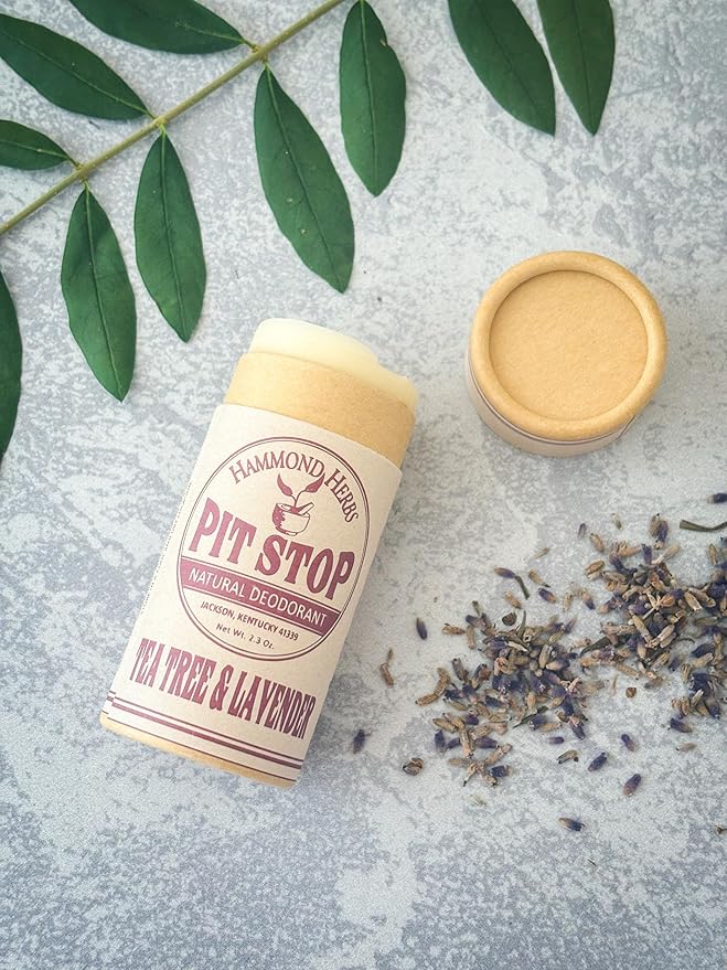 PIT STOP Deodorant - Aluminum-Free, Plastic-Free, All-Natural Odor Control (Tea Tree & Lavender)