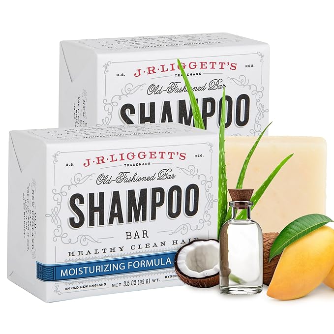 J·R·LIGGETT'S All-Natural Shampoo Bar for Hair, Moisturizing Formula, Supports Strong Healthy Hair, Nourish Follicles with Antioxidants and Vitamins, Detergent, Sulfate-Free - 2 Pack 3.5 oz Bars