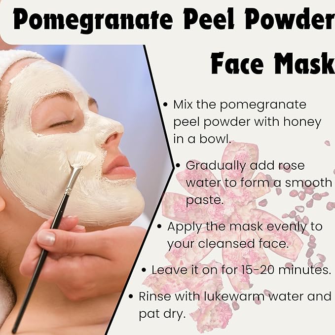 Pomegranate Peel Powder 100% Pure & Natural Pomegranate Powder for Herbal Tea, Skincare & DIY Beauty Finely Ground, Additive-Free, Resealable Pack 5.3 oz