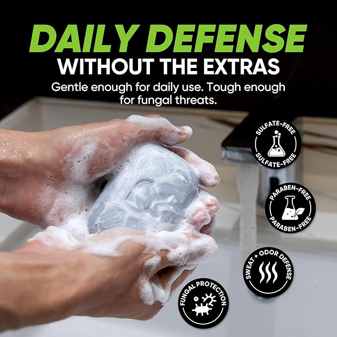 Roycederm Antifungal Soap Bar - Helps with Athlete’s Foot, Jock Itch, Ringworm for Active Skin - Relieves Itching Burning Scaling and Discomfort with Tea Tree Oil, Charcoal & Volcanic Ash