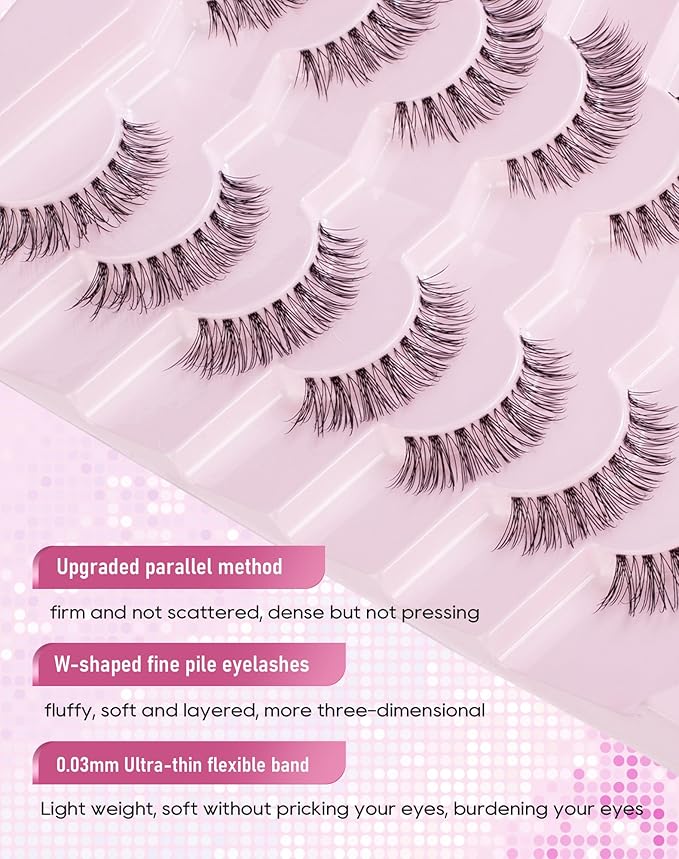 Frihappy Wispy Natural Lashes C Curl Short Fake Eyelashes Natural Look HA-22