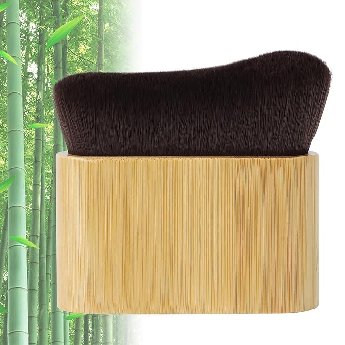 Self Tanner Brush,Large Self Tanning for Self Tan,Kabuki body brush for self tanner,Body Makeup Brush for Leg Makeup,Bronzer Shimmer Glow Blend Brush,Sunless Tanner Makeup Body Brushes (Bamboo)