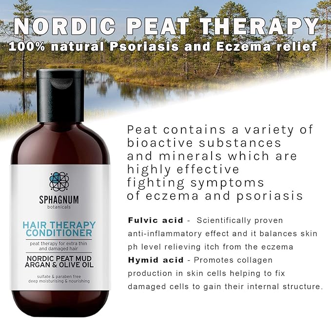 New Psoriasis Conditioner - Effective Argan & Olive Oil Treatment with Healing Peat Mud for Thin, Dry and Damaged Hair 13.5 fl. oz