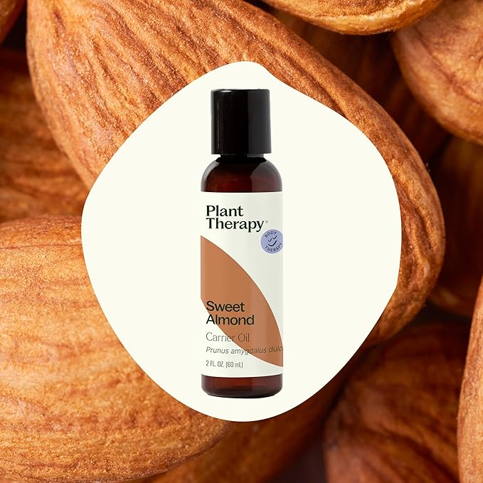 Plant Therapy Sweet Almond Oil - for Hair, Skin, Face, Body & Baby - Aromatherapy Carrier, Natural Moisturizer & Massage 100% Pure, Cold Pressed California Almonds, Made in USA, 2 oz