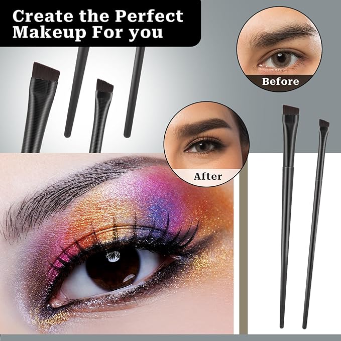 16 Pcs Brow Tint Brush Eyeliner Brush Eyebrow Brush Tint Ultra Thin Angled Eye Liner Brush Applicator, Fine Angled Eyebrow Tint Brushes, Eyeshadow Eye Brow Makeup Brush Applicator