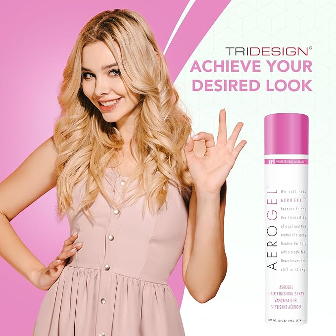TRIDESIGN Aerogel Hairspray - Strong Hold Hair Finishing Spray for Volumizing & Control, Flexible Styling for All Hair Types, Non-Sticky and Scented - For Women and Men - Pack of 4 (10.5 Oz)