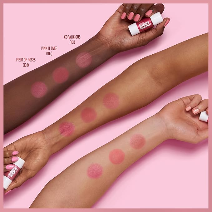 Revlon Glimmer Blush Drops, Liquid Blush for Cheeks, Liquid to Velvety Powder Finish, Glowy, High Pigment, 102 Pink It Over, 0.32 fl oz