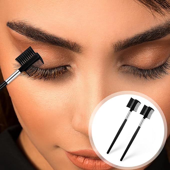 2Pcs Eyebrow Brush Comb and Eyelash Comb Separator, Eyebrow Makeup Brush Wands Eyebrow Lash Separator Tool for Eliminating Mascara Clumps, Grooming Shaping Brow, Separating Lashes, Eyelashes Extension