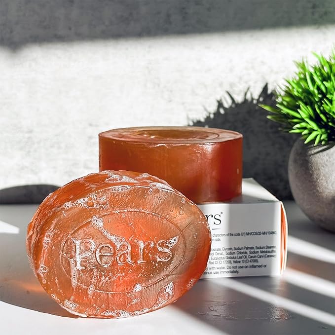 Pears Soap, Pure & Gentle with Natural Oils, 12-Pack – Transparent Amber Glycerin Soap for Pampered, Glowing Skin, 4.4 Oz Ea