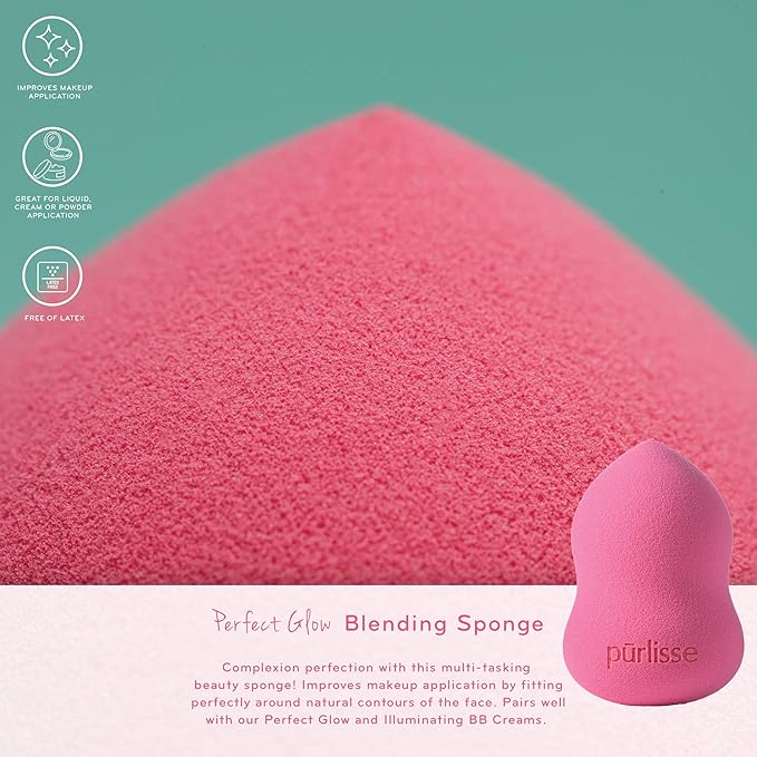 pürlisse Perfect Glow Makeup Sponge for Foundation - Blending Sponge for Liquid, Cream & Powder - Reusable & Latex-Free Makeup Applicator - Precision Rounded Edges for Seamless Coverage (1 Count)