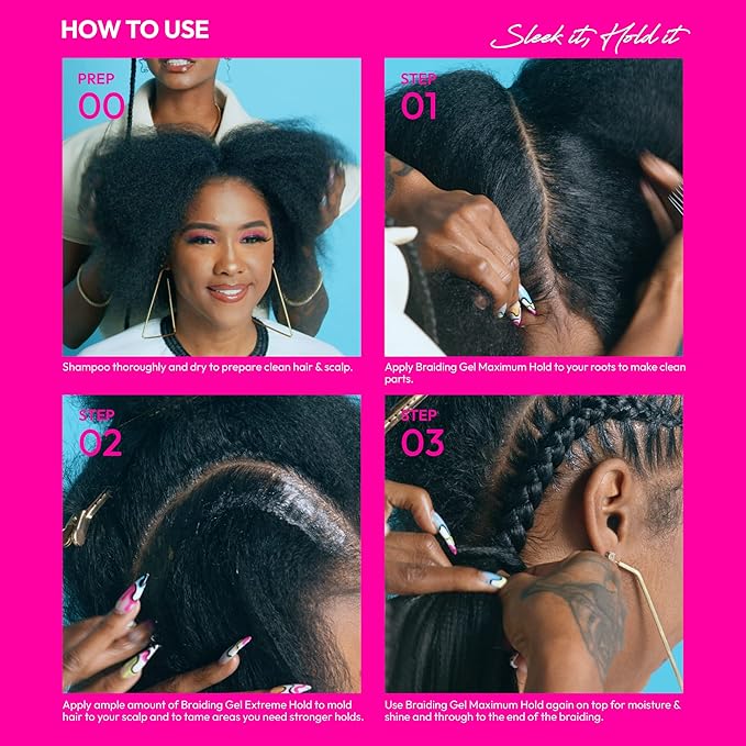 Red by Kiss Braiding Gel Extreme Hold Styler Fixer for Box Braids & Cornrows, Hydrating, Conditioning, Long-Lasting Frizz Control, 4C Moisturizing, Nourishing High Shine (6 fl. oz.)