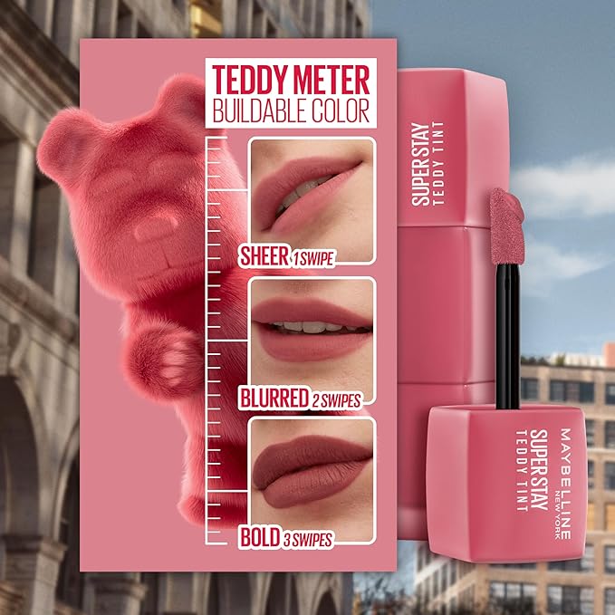 Maybelline Super Stay Teddy Lip Tint, Long Lasting Matte Lipstick For Up To 12HR Wear, Coquettish, 1 Count