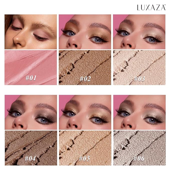 Neutral Eyeshadow Stick Makeup 6PCS Set, Brown Nude Metallic Shimmer Matte Cream Eye Shadow Palette Eyeliner Brightener Pencil Crayon - BROWN CANYON