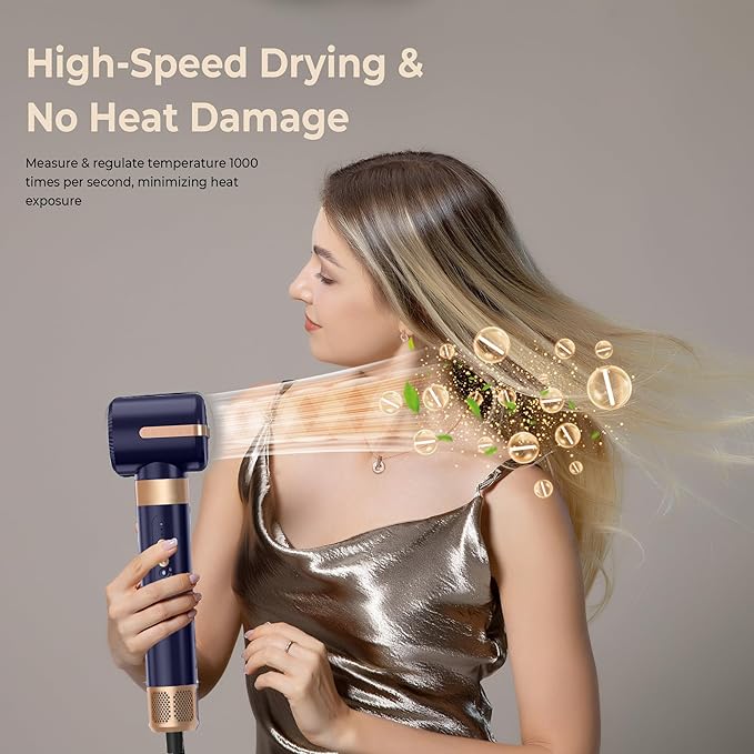 7 in ONE Hair Dryer Brush, Powerful Blow Dryer Brush with Auto- Wrap Curler, Detachable Fast Drying,Volumizing, Curling, Straightening, Ionic Hair Dryer with Diffuser, Hair Styling Tools 100-120V