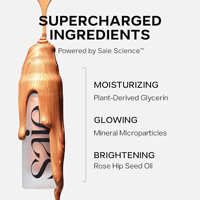 Saie Glowy Super Gel Lightweight Illuminator - Luminizer and Makeup Primer for Glowing Skin - Enriched with Vitamin C + Hydrating Squalane Oil - Roseglow (1 oz)