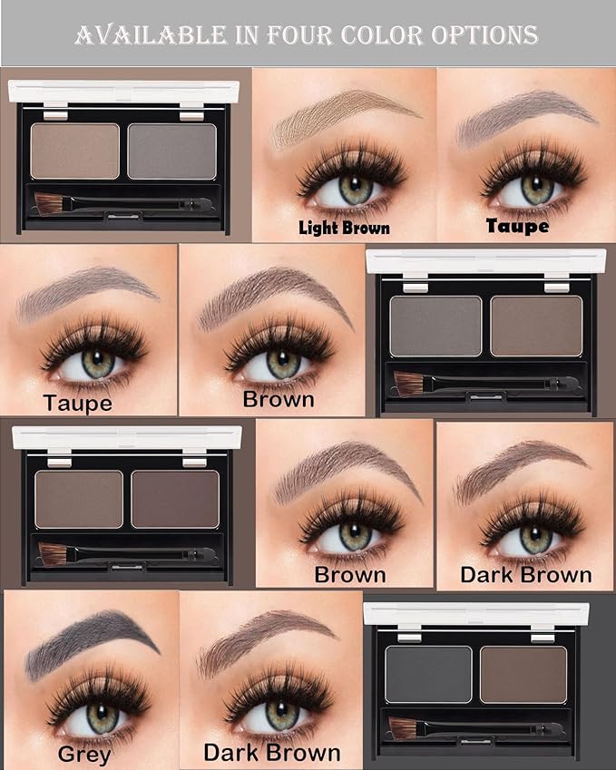Eyebrow Powder Makeup Kit,2 Colors Waterproof Eye Brow Powder Makeup Palette Long-Lasting for Women,Grey Dark Brown Brow Fill&Sculpt Natural Eyebrow Contour for Sparse Brow with Brow Brush &Razor-04