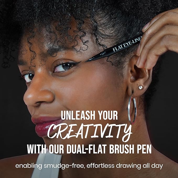 NOON'S UP Flat Eye-Liner - Waterproof Liquid Eyeliner Pen | Ultra-Slim & Bold Black Eyeliner | Quick-Dry & Waterproof Liquid Liner | Look-Defining Black Pen (0.018 Fl. Oz.)