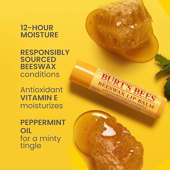 Burt's Bees Back to School Gift Ideas, Lip Balm Beeswax and Ultra Conditioning Lip Balm Pack, Hydrating Lip Moisturizer with Kokum and Shea Butter, Natural Origin Lip Care, 4 Tubes, 0.15oz.